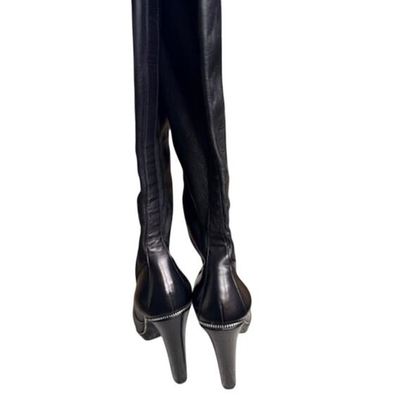AlaĂŻa Alaia Paris Black Leather Knee-High Zipper Boots 40.5 Italy - Picture 7 of 12